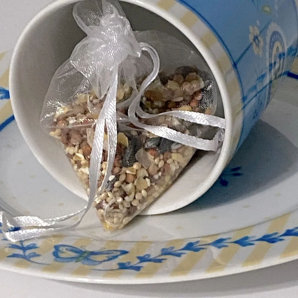 Outside Hanging Tea Cup Bird Feeder with Free Seeds